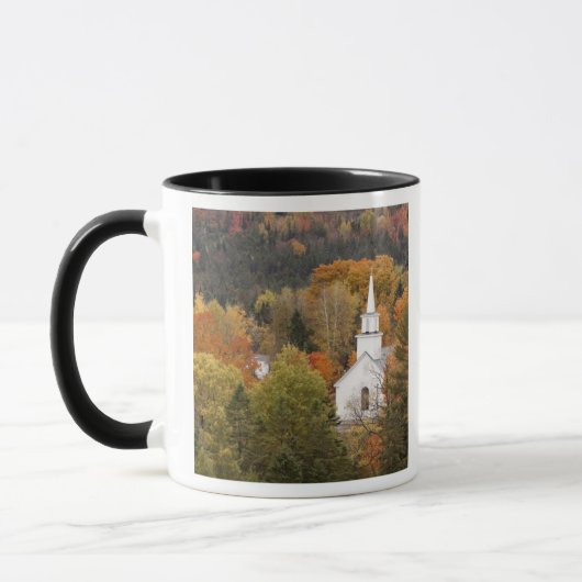 Autumn landschap met kerk, Vermont, VS Mok (Links)