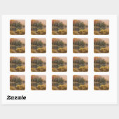 Autumn landschap met meer, Vermont, VS 3 Vierkante Sticker (Vel)