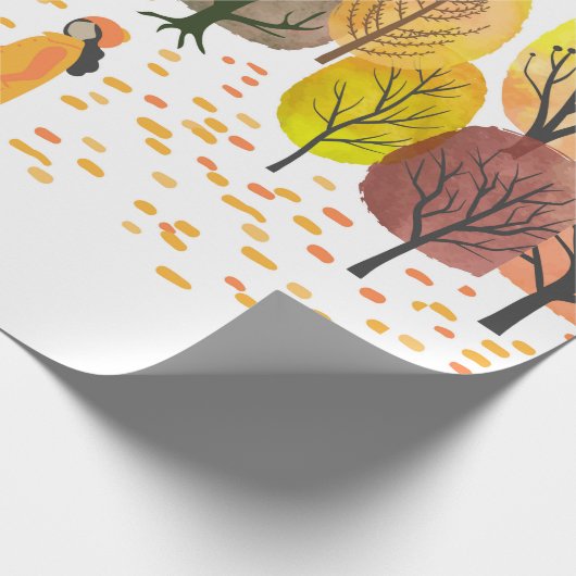 Autumn landschap. Waterverf illustratie Cadeaupapier (Hoek)