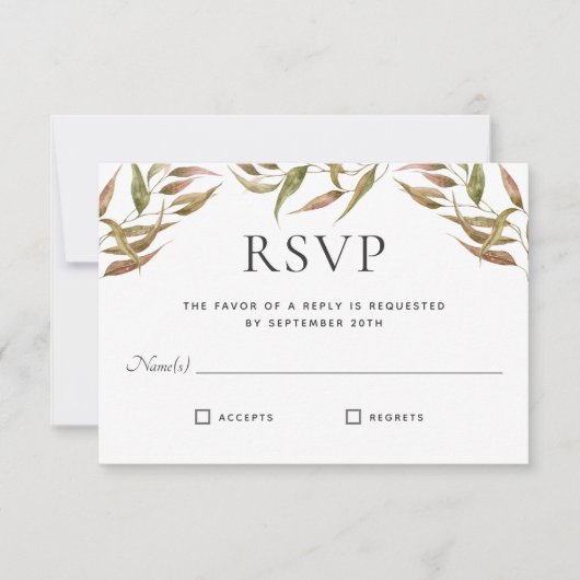 Autumn Laurel Wreath Monogram Wedding RSVP (Voorkant)