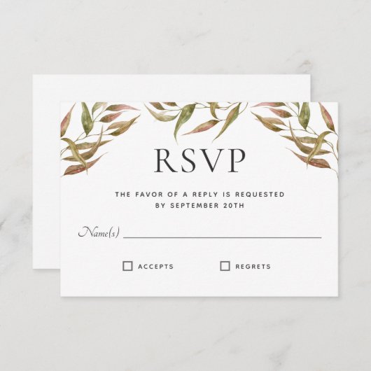 Autumn Laurel Wreath Monogram Wedding RSVP (Voorkant / Achterkant)