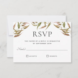 Autumn Laurel Wreath Monogram Wedding RSVP Kaart