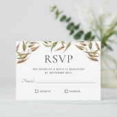 Autumn Laurel Wreath Monogram Wedding RSVP Kaartje (Staand voorkant)