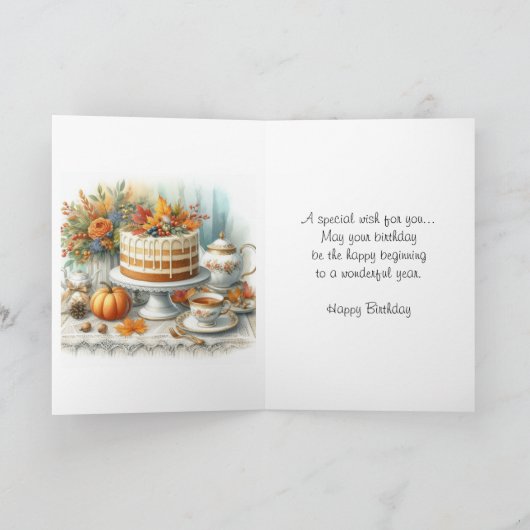 Autumn Layer Cake Gezellige Herfst Verjaardag Kaart (Binnen)