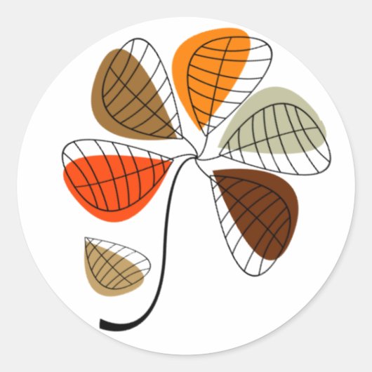 Autumn Leaf Abstract Ronde Sticker (Voorkant)