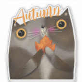 Autumn Leaf Cat Halloween Thanksgiving Herfst Deco Sticker (Voorkant)