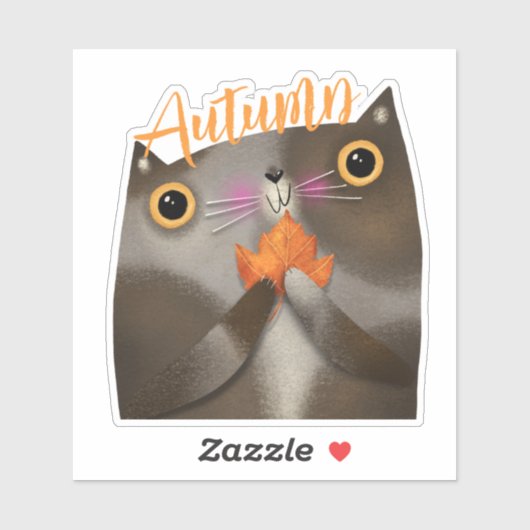 Autumn Leaf Cat Halloween Thanksgiving Herfst Deco Sticker (Vel)