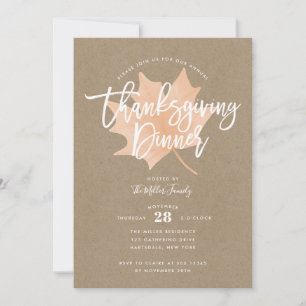 Autumn Leaf Chic Rustic Thanksgiving Dinner Kaart