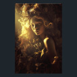 Autumn Leaf Cocoon Girl Golden Glow Foto Afdruk<br><div class="desc">A young girl with luminous skin and gentle eyes gazes softly forward, her face and shoulders enveloped in an intricate cocoon of dried autumn leaves, thistles, seed pods, and brittle blooms. Golden-red curls merge naturally into the wild organic crown that surrounds her head like a living halo. Dramatic warm golden...</div>