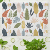 Autumn leaf Cute kleuren Sage green en oranje Theedoek (Gevouwen)