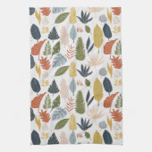 Autumn leaf Cute kleuren Sage green en oranje Theedoek (Verticaal)