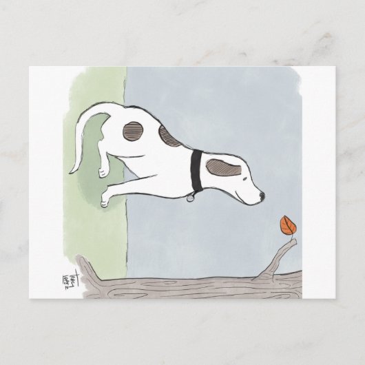 Autumn Leaf Dog briefkaart (Voorkant)