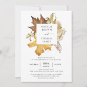Autumn Leaf | Elegant Waterverf Fall Wedding Kaart (Voorkant)
