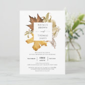Autumn Leaf | Elegant Waterverf Fall Wedding Kaart (Staand voorkant)