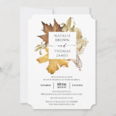 Autumn Leaf | Elegant Waterverf Fall Wedding Kaart (Voorkant)