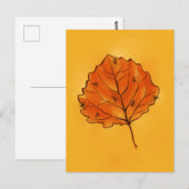 Autumn Leaf en Ants in Geel Sinaasappel Briefkaart (Voorkant / Achterkant)