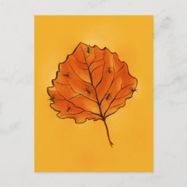 Autumn Leaf en Ants in Geel Sinaasappel Briefkaart
