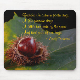 Autumn Leaf en Nut met Dickinson Poem Muismat