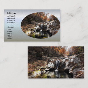 Autumn Leaf Foliage and Waterfall Visitekaartje