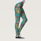 Autumn Leaf Foliage Blauwgroen Leggings (Rechts)