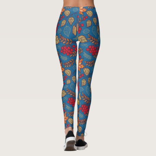 Autumn Leaf Foliage Blue Leggings (Achterkant)