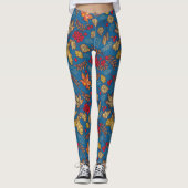 Autumn Leaf Foliage Blue Leggings (Voorkant)