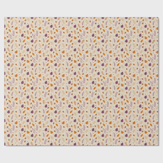 Autumn Leaf Gift Wrap in Soft Lavender and Rust Cadeaupapier (Vlak)