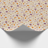 Autumn Leaf Gift Wrap in Soft Lavender and Rust Cadeaupapier (Hoek)