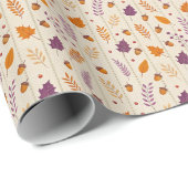 Autumn Leaf Gift Wrap in Soft Lavender and Rust Cadeaupapier (Rol Hoek)