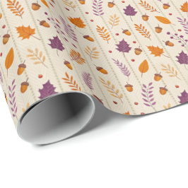 Autumn Leaf Gift Wrap in Soft Lavender and Rust Cadeaupapier