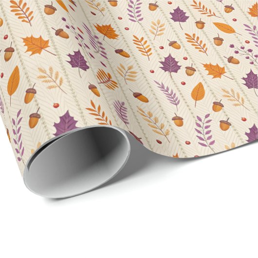 Autumn Leaf Gift Wrap in Soft Lavender and Rust Cadeaupapier (Rol Hoek)