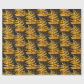 Autumn Leaf Golden Yellow Fern Foto Cadeaupapier (Vlak)