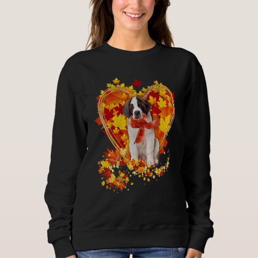 Autumn Leaf Heart Saint Bernard Scarf Herfst Trui (Voorkant)