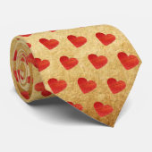 Autumn Leaf Hearts on Old Paper Drawstring Bag Stropdas (Opgerold)