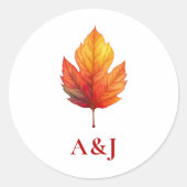 Autumn Leaf Herfst Modern Wedding Rust Ronde Sticker (Voorkant)