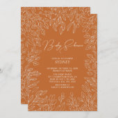 Autumn Leaf | Herfst Neutraal Baby shower Uitnodig Kaart (Voorkant / Achterkant)