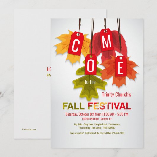 Autumn Leaf Labels Kaart (Voorkant / Achterkant)