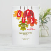 Autumn Leaf Labels Open House Uitnodiging (Staand voorkant)