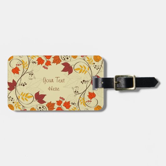 Autumn Leaf-lijnen met tekst Bagagelabel (Voorkant horizontaal)