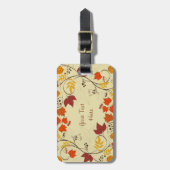 Autumn Leaf-lijnen met tekst Bagagelabel (Voorkant verticaal)