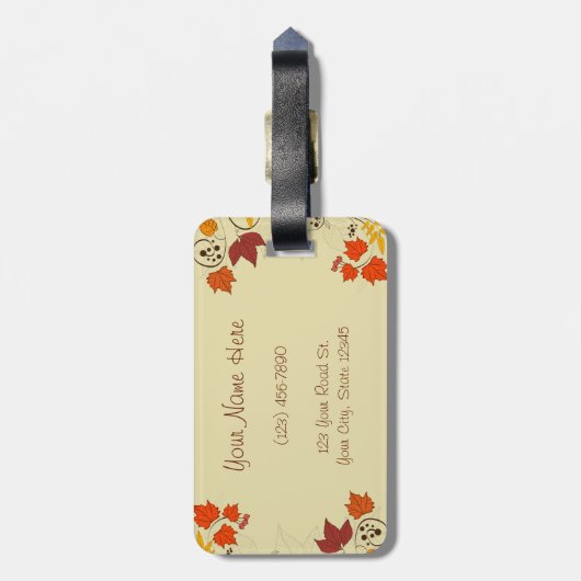 Autumn Leaf-lijnen met  tekst Bagagelabel (Achterkant verticaal)