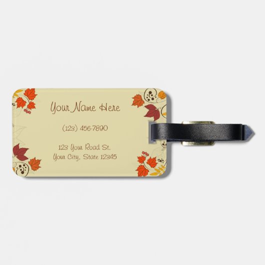 Autumn Leaf-lijnen met  tekst Bagagelabel (Achterkant horizontaal)