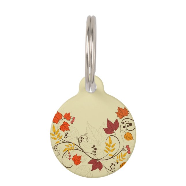 Autumn Leaf-lijnen met  tekst Huisdierpenning (Voorkant)