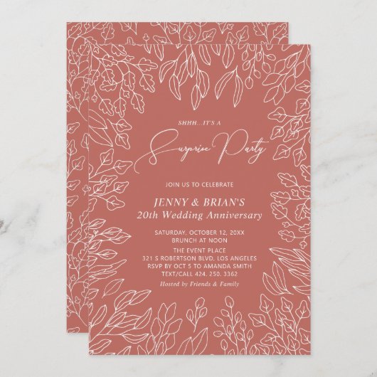 Autumn Leaf | Modern Fall Wedding Jubileum Kaart (Voorkant / Achterkant)