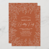 Autumn Leaf | Moderne Herfst Birthday Party Kaart (Voorkant / Achterkant)