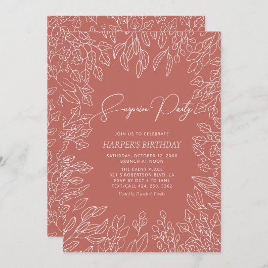 Autumn Leaf | Moderne Herfst Pattern Birthday Part Kaart (Voorkant / Achterkant)