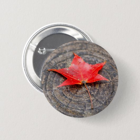 Autumn Leaf on Log Round Button (Voorkant /achterkant)