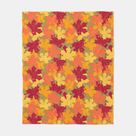 Autumn Leaf Pattern Fleece Deken
