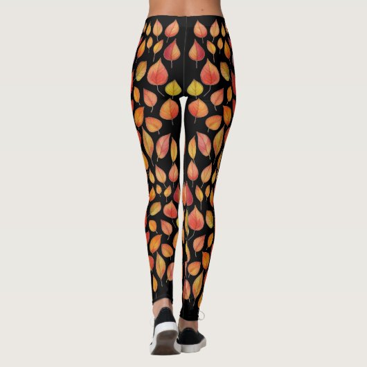 Autumn Leaf Pattern Leggings – Fall Foliage Design (Achterkant)