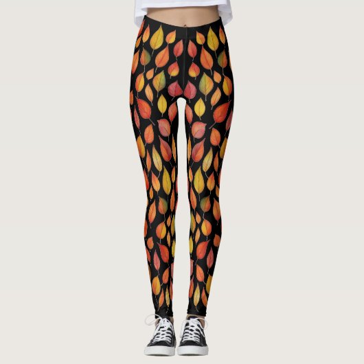 Autumn Leaf Pattern Leggings – Fall Foliage Design (Voorkant)